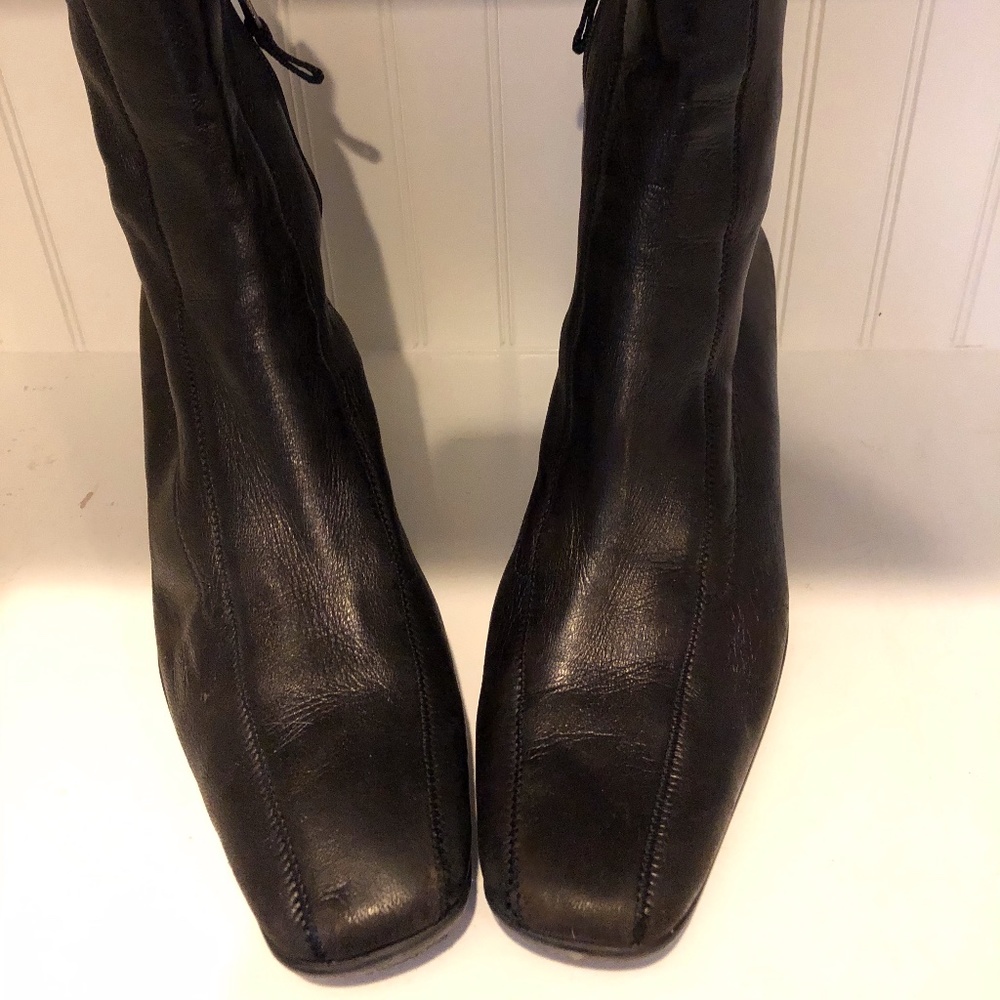 COPY - Prada Black Leather Kitten Heel Zipper Boots 36